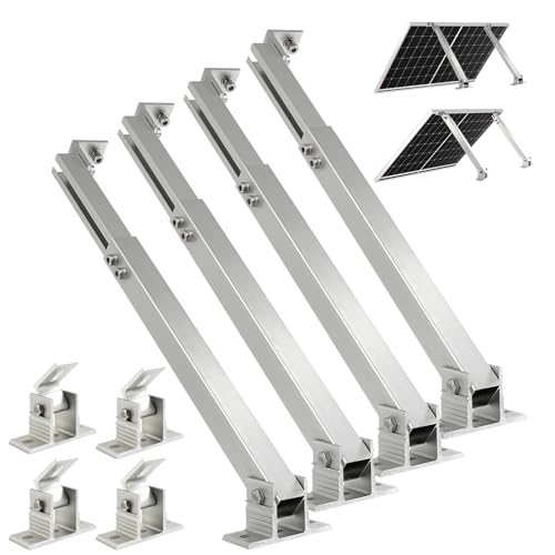 Solar Panel Mounting Brackets, 2 Sets Adjustable Solar Panel Tilt Mount Brackets, 14-27IN Adjust Solar Panel Rack, Support up to 100-450 Watt Mounting Bracket Set, Portable Stand for Roof RV Boat