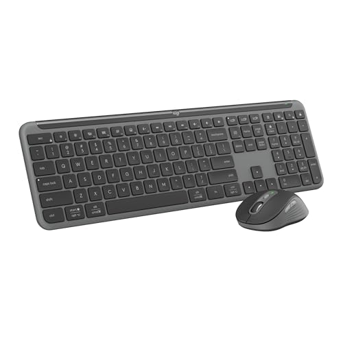 Logitech MK950 Signature Slim – Clavier et Souris sans Fil AZERTY FR, Design élégant, Frappe et clics discrets, 3 appareils, Multi-OS, Windows et Mac – Graphite