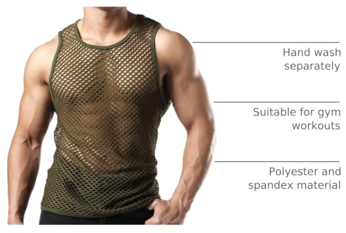 Image of JOGAL Men's Mesh Fishnet Fitted Sleeveless Muscle Top