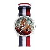 Pinup - Orologio da polso da donna vintage, con numeri arabi, cinturino regolabile, per uomo e donna