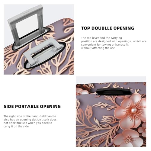 Elastic Travel Luggage Cover for Suitcase Tsa Approved Stretch Scratch-Resistant Suitcase Protector Cover Washable Rose gold elegant decorative floral Baggage Covers Fits 18-32 Inch Luggage Case4