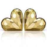 VioraWhite 2 Pcs Heart Sculpture Decor Gold Resin Natural Carved Hearts Statues Valentine's Day Anniversary Wedding Gift for Home Farmhouse Bedroom Table Tiered Tray Decor 6.7' x 6.7' x 1.8'
