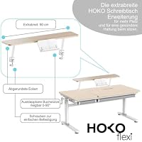 HOKO Schreibtisch höhenverstellbar mit Aufsatz und Buchstütze, Holzoptik – Ansicht 5