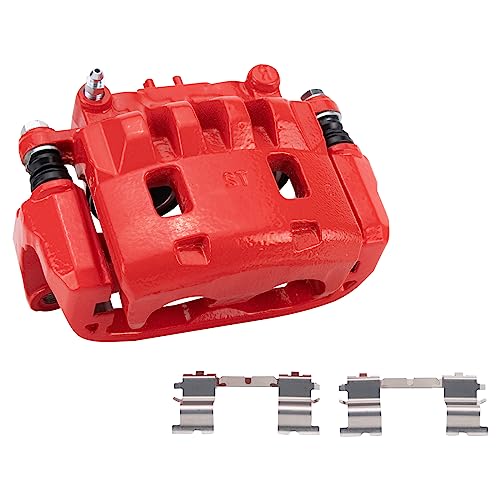 Image of TRQ Performance Front Driver and Passenger Side Brake Caliper Set Caliper Brackets Hardware Compatible with 03-06 Subaru Baja 03-10 Forester 03-05 Impreza WRX 02-12 Legacy 02-12 Outback