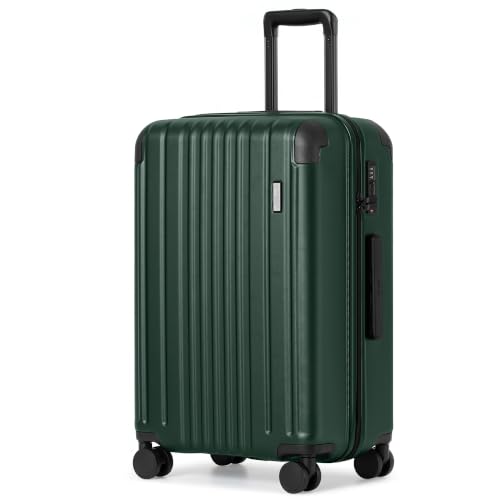 Image of Coolife Luggage, Lightweight and Durable Hardshell, 24 in, Dark Green