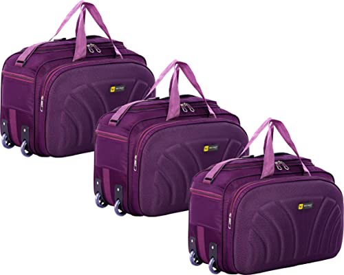 Waycraft (Expandable) Combo Set of 3 Duffel Bag Duffel with Wheels (Strolley-Purple)