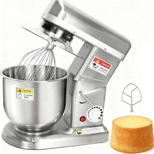 Batidora de masa con batidor, gancho y accesorios de batidor, acero inoxidable para preparación de masa de pizza y panadería