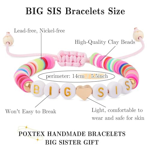 Image of Fuqimanman2020 Big Sister Bracelet Colorful Little Sister Bracelet Letter Beads Bracelet for Sister Jewelry Gift