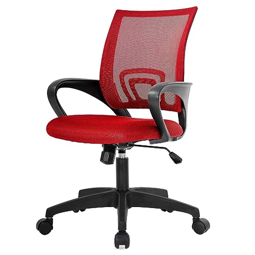 PayLessHere Home Office Chair Desk Computer Chair Adjustable Ergonomic Chair Lumbar Support Armrest Executive with High Density Mesh 360 Degree Swivel Chair for Adults Chair (Pack of 1 Red)
