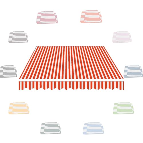 IMUNKT Balkonmarkisestoff, Markisenabdeckung, Manuelle Einziehbar, Ersatzstoff Für Gelenkarmmarkise Klemmmarkise, 300x250 400x300 200x150 250x200cm(Orange,6.5x5ft/200x150cm)