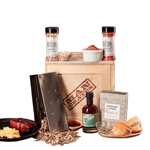 Man Crates Hickory Grilling Crate with Smoker Box & BBQ Essentials