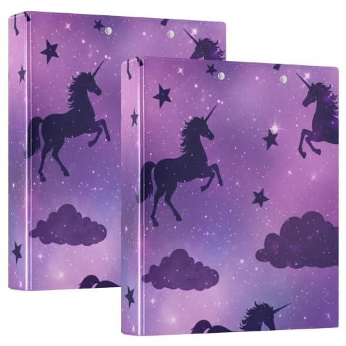Classeur 3 anneaux licorne violette avec poches de rangement pour école et fournitures bureau Ex2