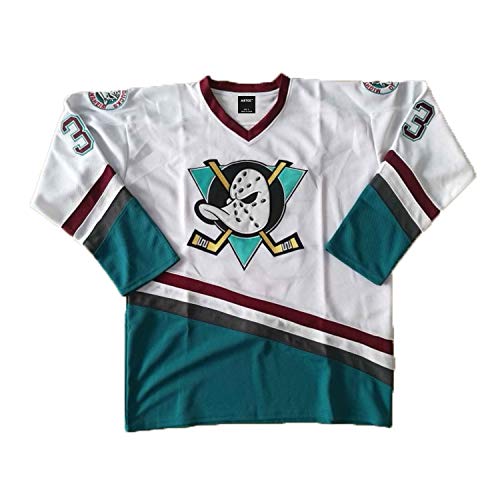 AIFFEE Men's Hockey Jersey Goldberg 33 Ducks Ice Hockey Jerseys White Color Size S-3XL (XXXL)