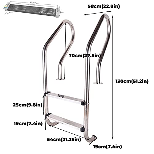 Escalera para Piscina de Acero Inoxidable Antideslizante 2 Peldaños miniatura 5