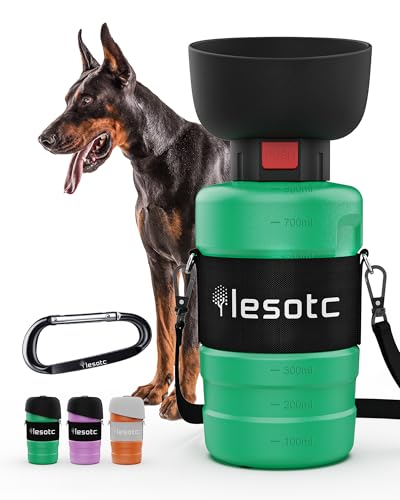 Lesotc 28oz Portable Dog Water Bottle with Flip-Out Bowl