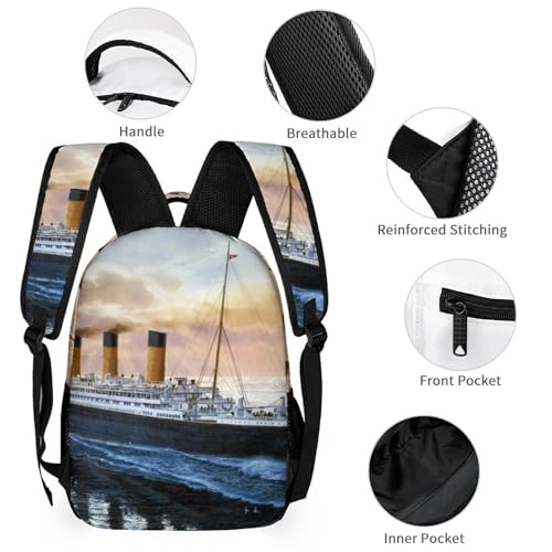 Retro Titanic Famous Old Historic 3 Piece Backpack Set Cute Travel Daypack Set with Lunch Bag Pencil Case for Men Women3