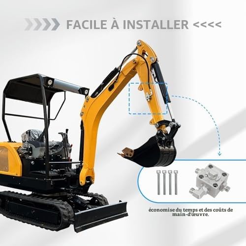 Asixxsix Vanne de Dérivation 3 Voies, Vannes D'étranglement en Acier allié pour Petite Excavatrice, Pièces de Rechange pour Mini-pelle, Vannes de Dérivation Hydrauliques pour