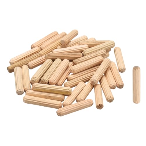 sourcing map 100Pcs Wooden Dowel Pins, M5 x 25mm Straight Dowel Rods Wood Fluted Dowels Rods for Crafts Furniture DIY Hardwood