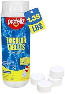 PROFELIZ Stabilized Chlorine Tablets 1 Inch for Swimming Pools,Hot Tub & Spa,Kills Bacteria and Stops Algae,Slow Dissolving,Perfect for Small Pools,1.35 lb