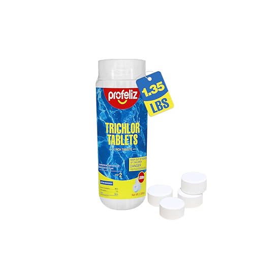PROFELIZ Stabilized Chlorine Tablets 1 Inch for Swimming Pools,Hot Tub & Spa,Kills Bacteria and Stops Algae,Slow Dissolving,Perfect for Small Pools,1.35 lb