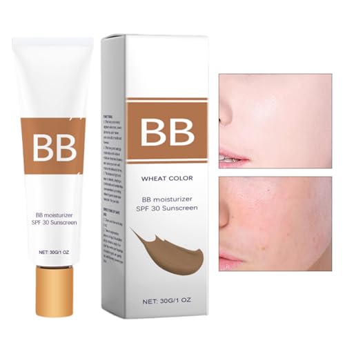 Crema BB con protección solar - Crema hidratante con color BB Cream con amplio espectro SPF 30 | Base de maquillaje ligera con color, cobertura total de 30 g para una piel brillante | Color Natural Ma