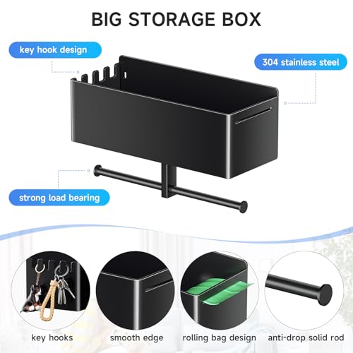 Dog Leash Holder for Wall, Dog Leash Hooks, Leashes Hangers for Pet Stuff Organizer, Dogs Leashes Shelf Organizer, Key Holder Wall Mount, Dog Accessory Storage Rack for Pet Collar, Poop Bag, Toy, Mail - Image 5