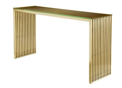 Maya Steel Console Table in Brushed Gold
