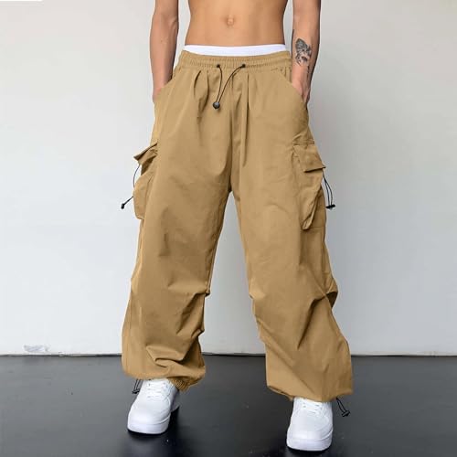 Mens Casual Waist Color Sports Hat Woven Pocket Foot Rope Solid Pants Street Cargo Tie Mens Cargo Pants Pocket3