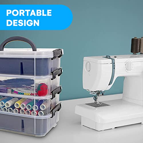 Image of Bins & Things Stackable Storage Container with 2 Trays - Gray Craft Storage /Craft Organizers and Bead Organizer Box /Art Supply