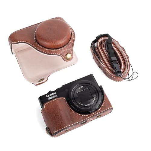 MUZIRI KINOKOO Lumix TZ99 Housse, étui de Protection en Cuir PU pour Appareil Photo numérique Panasonic Lumix DC-TZ99, Sacoche de Transport détachable avec...