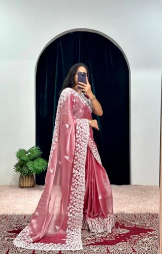 Image of Flosive Women's Present Beautiful Kanjivaram Soft Silk Saree With Blouse