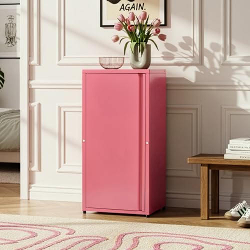 [en.casa] Armario de Oficina Burlöv Archivador de Estudio con 2 Estantes Regulables en Altura Mueble de Oficina con 1 Puerta y 3 Compartimentos Acero 88 x 40 x 35 cm - Rojo Sandía