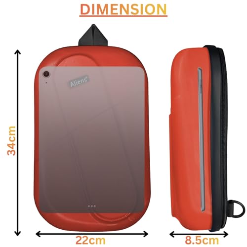 Image of Tukzer ABS Hard Shell Sling Bag Aliens Series 180Open Crossbody Side Shoulder Bag for Mens, Women, Office,Travel,Everyday Mini Backpack for iPad,Tablet,Smartphone,Charger,Headphone,HDD,Camera(01-RED)