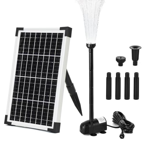 ECO-WORTHY Solar Water Fountain Pump Kit 216 GPH Flow 13W Adjustable Dry-Run Protection Solar Pond Pump Monocrystalline Solar Panel Powered Water Pump for Ponds, Garden, Waterfall, Pool, Birdbath