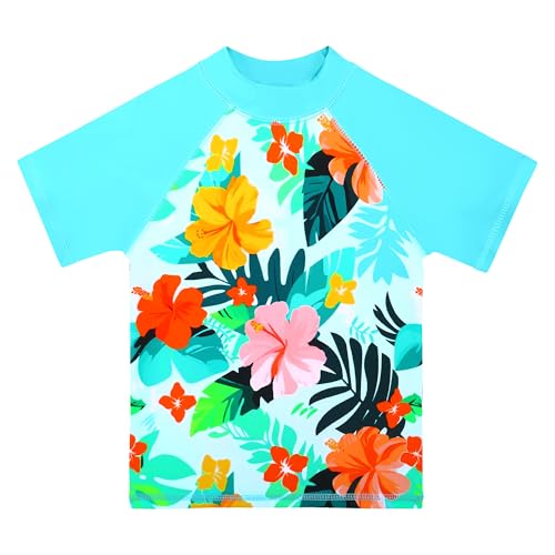 Image of TFJH E Girls Short Sleeve Swimwear Two Piece Swimsuit UPF 50+ Rash Guard Sets UV 3-12Y