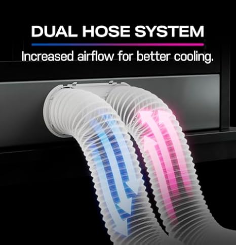 GE Profile 12,000 BTU Dual-Hose, Inverter Heat/Cool Portable AC for Rooms up to 550 sq ft., Wi-Fi Enabled, 3-in-1 with Dehumidify, Fan, Auto Evaporation, Included Window Installation Kit, White