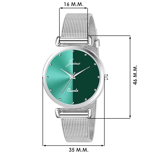 Image of jainx Silver Mesh Chain Analog Women Wrist Watch (Blue /Black /Silver /Pink /Green Color Dial)