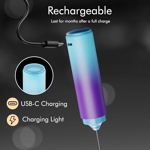 Image of Rechargeable Milk Frother Handheld, 2-IN-1 Dual Spring Whisk Electric Frother Wand for Cappuccino Latte Macchiato, Portable Drink Mixer for Coffee, Matcha, Hot Chocolate