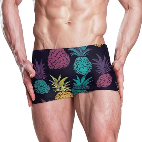 Pineapple Fruit Mens Swim Trunk Swimwear Bathing Suit Swim Brief Square Leg Board Short S B04010252