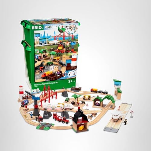 BRIO World Railway World Deluxe Set - 106-Piece FSC-Certified Wood and Accessory Train Set - Works with All Wooden Train Sets - Includes Tracks, Vehicles, Bridge & More - Kids Ages 3 & Up — view 9