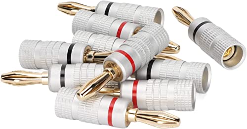 Image of [ 12 Pieces (6 Pcs Red & 6 Pcs Black) ] Banana Jacks Speaker Connector Adapter, Open Screw Type, For Speaker Wire, Wall Plates, 24k Gold Plated Speaker Banana Plugs, Closed Screw Type