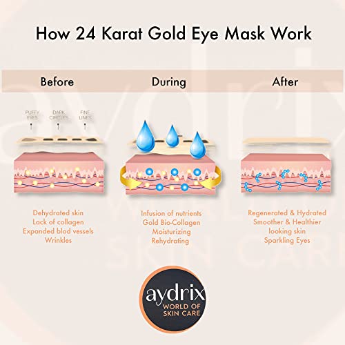 Aydrix Tratamento de máscara sob os olhos ouro 24K - corrige olhos inchados, olheiras - reduz rugas,