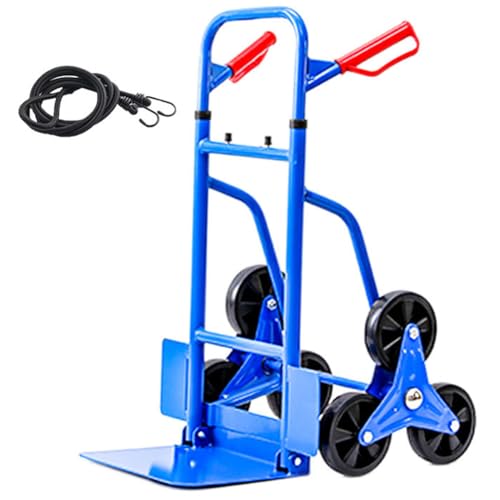 Carretilla de mano mejorada para subir escaleras de 440 libras, carrito plegable y resistente para equipaje, compras, camping, picnic y uso en almacén, color azul