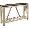 Walker Edison Modern Farmhouse Accent Entryway Table Entry Table Living Room End Table, 52 Inch, Dark Walnut and White Oak