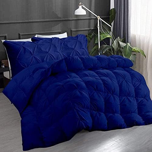 Royal Blue Pinch Pleated Comforter Set 