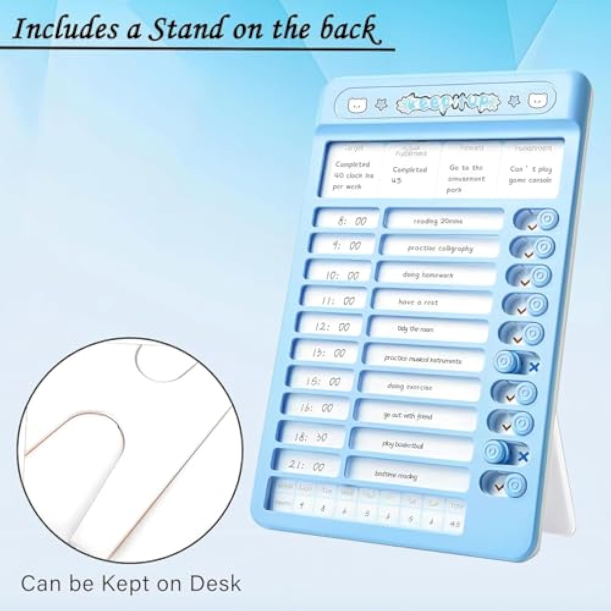Habit Tracker Daily Planner Checklist Board with 15 Reusable Cards