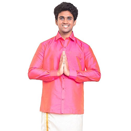 Image of THANGAMAGAN Men's Regular Fit Shirt (TF0050136PINO Pink 36)