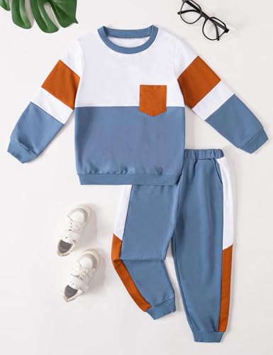 Image of Toddler Boy Clothes Long Sleeve Hoodie Sweatsuits Tops and Pants 2Pcs Boys Fall Winter Outfits Set