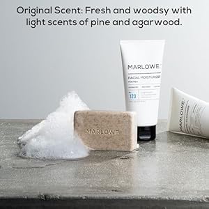 MARLOWE No 102 Mens Body Scrub Soap 7 Ounce 6 Bars Fresh Original Woodsy Scent Exfoliating Bar for Men Natural Ingredients Green Tea Extract