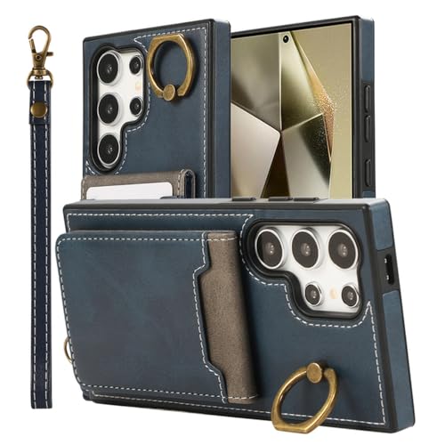 Étui en cuir magnétique pour Samsung Galaxy S22 avec anneau de support premium